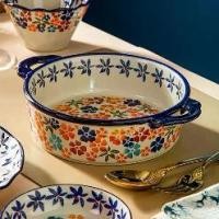 ราคา [พร้อมส่ง] ถ้วยชามลายดอกสีสันขอบน้ำเงิน สไตล์ดั้งเดิมแอนทีค จานอาหารมื้อค่ำเซรามิค เกรดพรีเมี่ยม จาน organicceramic (1732253225797782178)