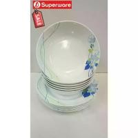 ราคา ซุปเปอร์แวร์ จานลึก9นิ้ว =6ชิ้น+ชาม7.5นิ้ว:=6ชิ้น=12ชิ้น ลายบลูมมิ่ง บูล ซุุปเปอร์แวร์เกรดA เมลามีน100% ตรานกเพนกวิน superware (1729598290796120729)