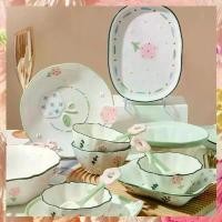 ราคา 【พร้อมส่ง】สดๆหน่อย ชุดชามเซรามิค ลายดอกไม้สวยงาม ชาม จาน Beautiful cutlery (1732054599214532507)