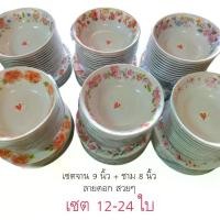 ราคา เซตจาน 9 นิ้ว + ชาม 8 นิ้ว เมลามีน ลายดอกสวยๆ ราคาถูกๆ มาใหม่จ้า (1731762352121023252)