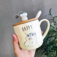 ราคา แก้ว แก้วเซรามิก แก้วเซรามิค แก้วมัค (แฮมสเตอร์ 400 ml ฝาไม้) แก้วชา แก้วกาแฟ แก้วกระเบื้อง พร้อมฝาปิด+ช้อน ของขวัญ (1731980416715753595)