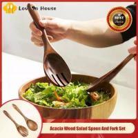 ราคา ชุดช้อนสลัดและส้อมไม้กระถินเทศ 2 ชิ้น ด้ามยาว เครื่องครัว ช้อนไม้ขนาดใหญ่ ส้อมไม้ ส้อมผสม ช้อน (1731948672252413424)