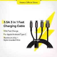 ราคา สายเคเบิลข้อมูลการชาร์จอย่างรวดเร็ว, Baseus, 3 in 1, USB ถึง M + L + C, 3.5A, ที่ชาร์จ, สาย Type C Micro USB, ความยาว 1.5 ม. (1732240062961387407)