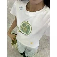 ราคา เสื้อยืดฤดูร้อนของผู้หญิง สไตล์กระโหลก เย็บปะติดปะต่อกันสดเย็น ปัก ผ้าขนหนู ไหล่ปกติ ทรงสลิมฟิต แขนสั้น เรียบง่าย ลำลอง น่ารัก (1731900696303732237)