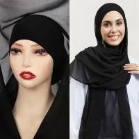 ราคา ฮิญาบชีฟองสำเร็จรูป ห่อพรีเมี่ยม พร้อมแม่เหล็กในตัว สีพื้น สำหรับผู้หญิงมุสลิม ผ้าพันคอ ผ้าคลุมไหล่ พร้อมหมวกใต้ หมดอายุ 2025 ขายร้อน ใหม่ (1732142074475676681)