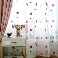 ราคา แผงผ้าม่านใสลายหัวใจทันสมัย, วัสดุโพลีเอสเตอร์, ผ้าม่าน Grommet Top, Gauze บางโปร่งสบาย, เหมาะสำหรับห้องเด็ก, ผ้าม่านเรียบไม่มีซับในพร้อมตาไก่, ธีมเจ้าหญิงสีชมพู, ผ้าม่านในห้องนอนเด็ก, 1 ชิ้น (1731693