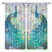 ราคา ผ้าม่าน พิมพ์ลาย ดอกไม้ นกยูงสีฟ้า สวยงาม ชุด 2 ชิ้น สำหรับห้องนั่งเล่น ห้องครัว และห้องนอน ตกแต่งห้อง หน้าต่าง พร้อมกระเป๋าใส่ก้าน การรักษาหน้าต่าง เหมาะสำหรับตกแต่งห้อง ห้องนอน (1731960331655089019)