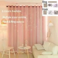 ราคา ผ้าม่านเจ้าหญิงสีชมพูคู่ สไตล์เกาหลี สำหรับห้องนั่งเล่นและห้องนอน ดีไซน์ดาวกลวง ผ้าม่าน ลูกไม้ วัสดุผ้า Tulle สไตล์เจ้าหญิง ลูกไม้สองชั้น ผ้าม่านบังแดด (1732238327918724103)