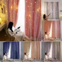 ราคา ผ้าม่าน ม่านหน้าต่าง ผ้าม่านหน้าต่าง 2 ชั้น ม่านทึบแสง ม่านโปร่งแสง ใช้ตีนตุ๊กแก ลายดาว (1731396395702126299)