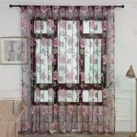 ราคา ผ้าม่าน tulle ดอกโบตั๋นสำหรับห้องนั่งเล่น ผ้าม่านหน้าต่างลายดอกไม้ ผ้าม่านโปร่ง ของตกแต่งบ้าน (1729724574494656769)