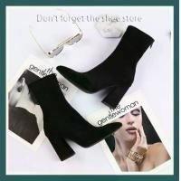 ราคา รองเท้าบูท, รองเท้าบูทสั้น, รองเท้าผู้หญิง, สไตล์เกาหลี, ส้นสูงแหลม, ส้นหนา, มาใหม่, รองเท้าบูทยางยืดคนดังทางอินเทอร์เน็ต (1729977007992703965)