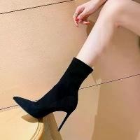ราคา รองเท้าบูท, ส้นเข็มส้นสูง, ส้นเข็ม, แหลม, สีดำ, ยืดได้, รองเท้าบูทบาง, อเนกประสงค์, สไตล์ดาราอินเทอร์เน็ต, รองเท้าบูทกลางน่อง, สำหรับผู้หญิง, ฤดูใบไม้ผลิและฤดูใบไม้ร่วง, ใหม่, 2024 (173112625931174143