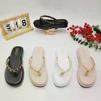ราคา รองเท้าแตะลำลอง ทรงหนีบ สายแต่งโซ่ ส้นสูง 1 นิ้ว รุ่น NC2307 สินค้าขายดี (1732113265214850418)