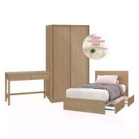 ราคา Koncept Furniture ชุดห้องนอน ขนาด 3.5 ฟุต รุ่น Timbur (ลิ้นชัก)& ตู้เสื้อผ้า 120 ซม. (Finger Scan) สีแคชชูโอ๊ค (1731293230651705594)