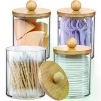 ราคา เครื่องจ่ายที่ใส่ Qtip, 4 แพ็ค, พร้อมฝาไม้ไผ่, ภาชนะใส่ขวดพราหมณ์พลาสติกใส 10 oz, สำหรับจัดระเบียบและจัดเก็บเครื่องสำอางบนโต๊ะเครื่องแป้ง, ชุดอุปกรณ์ห้องน้ำ, เหมาะสำหรับสำลีก้าน, (1732324382258267793)