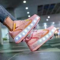 ราคา [COD] ☛รองเท้าสเก็ต 2 ล้อ รองเท้ามีล้อ มีไฟ LED 790 ไฟกระพริบได้ รองเท้าติดล้อ ชาร์จไฟได้✷ (1731536326509299371)