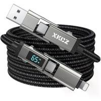 ราคา สาย USB C, 4-in-1, พร้อมจอแสดงผลพลังงาน, สายชาร์จหลายแบบถักไนลอนแบบกลม 65W, พร้อมการซิงโครไนซ์ข้อมูล, สายชาร์จ USB C, ประเภทรวม, เหมาะสำหรับ iPhone/iPad/Samsung/Laptop, ความยาว 3FT (173225964500834838