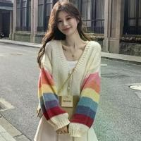 ราคา เสื้อคาร์ดิแกนถักสีรุ้ง ดีไซน์หลวม เสื้อสเวตเตอร์หวาน สไตล์กระโหลก เสื้อโค้ทสั้น เหมาะสำหรับฤดูโรงเรียน มาใหม่ ร้าน ปูเป้ เสื้อผ้า วินเทจ เสื้อ ขาว Women ผู้หญิง Clothing เสื้อ (1731540237466175952)