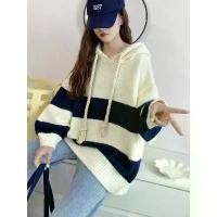 ราคา เสื้อสเวตเตอร์มีฮู้ดสไตล์ขี้เกียจ คอลเลคชั่น 7030 สำหรับผู้หญิง ฤดูใบไม้ร่วง ฤดูหนาว มาใหม่ สไตล์เกาหลี ทรงหลวม ลายทาง เสื้อสเวตเตอร์โค้ทเล็ก เสื้อ ไหม พรมคาร์ดิแกน โมบาย แบงก์กิ้ง สเวตเตอร์ ฮู้ด (173