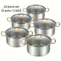 ราคา หม้อนมสแตนเลส ชุด 10 ชิ้น หม้อซุป และหม้อนึ่ง วัสดุสแตนเลส หม้อ สอง หู หม้อ แขก หม้อสแตนเลส 304 ของ แท้ (1732052190834886149)