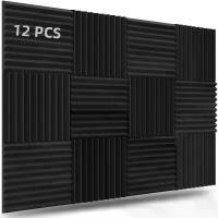 ราคา แผงกันเสียงโฟมความหนาแน่นสูง, HERTBER, 12 ชิ้น, 30x30x2.5 ซม., แผงลิ่มกันเสียงทนไฟ, เหมาะสำหรับสตูดิโอบันทึกเสียง, เครื่องดนตรี, ห้องประชุม, ผนังสำนักงานและเพดาน, สีดำ (1732142224290973677)