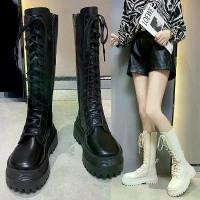 ราคา OhBlablaShoes พร้อมส่ง รองเท้าบูทยาว เชือก ซิปยาว สีครีม , ดำ สไตล์การระเบิด (1732110849261274351)