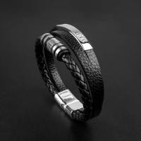 ราคา สายรัดข้อมือหนัง, สไตล์อินเทรนด์, สำหรับผู้ชาย, สร้อยข้อมือสแตนเลส, ความยาว 21 ซม., สร้อยข้อมือเชือกถักหลายเส้น, ของขวัญเครื่องประดับ กําไล สายมู เชือก เทียน (1732206858054895359)