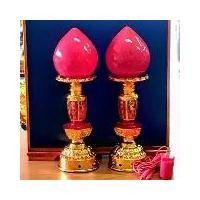 ราคา โคมไฟ ดอกบัว เทียน เชิงเทียน โคมไฟดอกบัว สีแดง ราคาต่อ1คู่ (1729632476947187767)