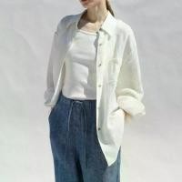 ราคา เสื้อเชิ้ตผ้าลินินแท้ สไตล์เก่า สำหรับผู้หญิง สีพื้น ทรงหลวม เสื้อแจ็คเก็ต ฤดูร้อน มาใหม่ สไตล์ลำลอง เสื้อผ้าลินิน (1732158967126394389)