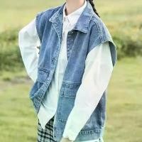 ราคา ccute พร้อมส่ง เสื้อแจ็คเก็ต เสื้อยีนส์ แขนกุด สไตล์เกาหลี กันแดด แฟชั่นผู้หญิง (1732210547462341881)