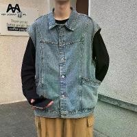 ราคา MJ - เสื้อกั๊กทำงานผ้ายีนส์ผู้ชาย แบรนด์ ins แฟชั่น หลวม แขนกุด สวมใส่ เสื้อกั๊ก แจ็คเก็ต เสื้อกั๊กชาย (1729721735119080388)