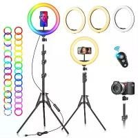 ราคา RGB แหวน โคมไฟ แหวน กลม พร้อมรีโมทคอนโทรล สำหรับสมาร์ทโฟน มือถือ ไฟวิดีโอ LED แหวน ทำให้ Youtube ไฟถ่ายภาพ (1732333565028369972)