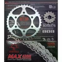 ราคา โซ่สเตอรBOSS175 KAWASAKI หน้า14T 15T หลัง 38T-40T ตราพระอาทิตยข้อหนาสีดำ คุณภาพดี สินค้าวินเทจ แปลง โคมไฟ เครื่อง125 4วาล์ว เสื้อสูบ kdr (1732253601105938395)