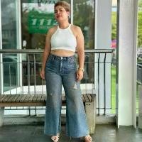 ราคา T3198 ขาม้าทรงใหม่จากTBY Jeans ผ้าคอสตอนนุ่ม ฟอกเคลือบสนิม แต่งขาดสุดชิค (1731945749519304344)