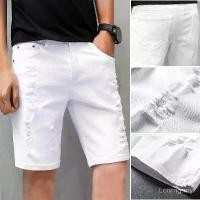 ราคา กางเกงยีนส์ขาสั้น สำหรับผู้ชาย ทรงสลิมฟิต กางเกงยีนส์ทรงตรง กางเกงขายาว กางเกงยีนส์ขาสั้น สีขาว Clothing Man Jeans (1731042209705986933)