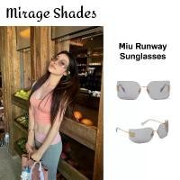 ราคา COD 2025 New! Miu Runway sunglasses ของแท้ 100% แว่นตากัน ผหญิง ไม่มีกรอบ แว่นตาสีเทา (1731699425058260196)