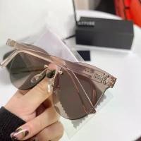 ราคา แว่นกันแดดไร้ขอบ เท่ แว่นกันแดดสีชา สไตล์ชาแนล ทันสมัย ดีไซน์วงรีเรียบง่าย แว่นกันแดด,แว่นตาเกเตอร์,sunglasses 213 (1732075306497378460)