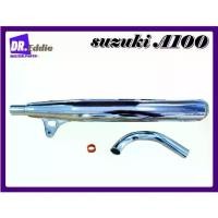 ราคา [Tiktok] #ท่อไอเสีย+คอท่อไอเสีย+ยางท่อ เหล็กชุบโครม Fit For SUZUKI A100 Exhaust Muffler + Head Pipe Set CHROME (1732112901668898670)
