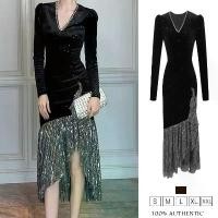 ราคา เดรสสไตล์เวียดนาม, ชุดสตรี, ชุดเดรสสีดำ, ชุดเดรสกำมะหยี่, ชุดเดรสหางปลา, ชุดทำงาน, ชุดเดรส Hiso, ชุดเดรสวินเทจ, เหมาะสำหรับงานแต่งงานและตอนเย็น, 21528 (1731540001987004499)