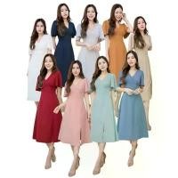 ราคา ชุดเดรส ชุดออกงาน ชุดราตรี F240 เดรสกระโปรงบาน คอวี (1732243291052737993)