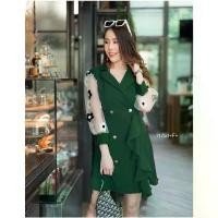 ราคา The Perfect Ladies ชุดเดรส เดรสปกสูท แขนตาข่ายดอก3D คลังสินค้า (1731772968200078727)