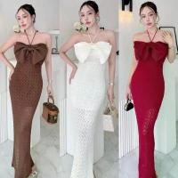 ราคา A43 - เดรสยาวผ้าลูกไม้แต่งโบว์ ชุดเดรส เดรสยาว สินค้าแนะนำ (1731782249827632167)