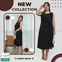 ราคา (LX0695) ชุดเดรส สาวอวบ เดรสแขนกุด คอกลม พิมพ์ลาย dot น่ารักทั้งตัว มีซิปด้านข้าง ช่วยให้สะดวกต่อการสวมใส่ มีซับด้านในให้ทั้งตัว เนื้อผ้าไม่ยืด จะใส่แมชท์กับเสื้อคลุมหรือเสื้อสูท ก็สวยหรูดูดีค่ะ (1730
