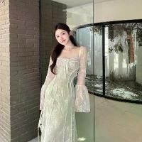 ราคา ชุดเดรส คอสี่เหลี่ยม แต่งลูกไม้ เข้ารูป สไตล์ฝรั่งเศส เรโทร พลัสไซซ์ (1732435247968716751)