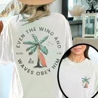 ราคา เสื้อยืด ลายพระคัมภีร์ คริสเตียน พิมพ์ลายหลังชายหาด เสื้อต้นมะพร้าวอินเทรนด์ เสื้อยืด Unisex เหมาะสำหรับเด็กวัยรุ่น ของขวัญบัพติศมา สไตล์แรงบันดาลใจจากมหาสมุทร (1731852687347713461)