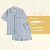 ราคา Josilins ชุดนอน ชุดอยู่บ้าน เสื้อแขนสั้น กางเกงขาสั้น ป้าย Stubert ผ้าวูเว่น ใส่ได้ชายหญิง คละลาย (1731616788541900244)