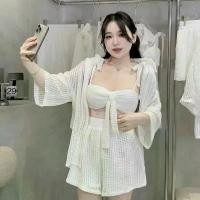 ราคา เซ็ต3ชิ้น สายเดี่ยวบราด้านในมาพร้อมเสื้อคลุม กางเกงขาสั้น เข้าเซ็ต ซัมเมอร์นี้ต้องมี จัดส่งฟรี กทม (1732087957879882838)