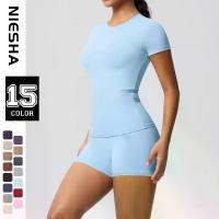 ราคา ชุดกีฬาโยคะ สีพื้น บาง สบาย เป็นมิตรกับผิว ทรงสลิมฟิต เสื้อยืดยางยืด เสื้อยืดออกกำลังกาย กางเกงขาสั้น สำหรับผู้หญิง ชุด ออกกําลัง ลังกาย เสื้อ การท่าเรือ (1732126771703547275)
