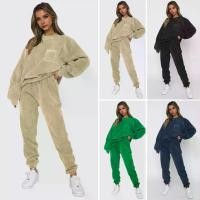 ราคา ชุดเสื้อและกางเกงผู้หญิง 2 ชิ้น/เซ็ต คอกลม แขนยาว ข้อมือยางยืด เสื้อสเวตเตอร์ สีพื้น ยืดได้ เอวสูง กางเกงรัดข้อเท้า เหมาะสำหรับเล่นกีฬาและฟิตเนส ชุดวอร์ม (1731105093801511648)