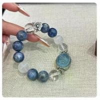ราคา สร้อยข้อมือ Aquamarine, คริสตัลสีฟ้าอัญมณีธรรมชาติ, คริสตัลสีขาว, ผีสีขาว, อนุภาคขนาดใหญ่, ลูกปัดสตริงคริสตัลเฉพาะ (1732410604324751169)